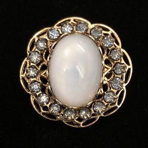 Vintage Faux Moonstone & Aquamarine Brooch
